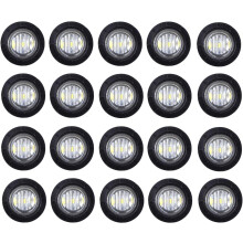 (Pack of 20) 3/4 Inch Mount White LED Clearance Bullet Marker lights, Side LED marker lights for trailer Truck RV Car Bus Van