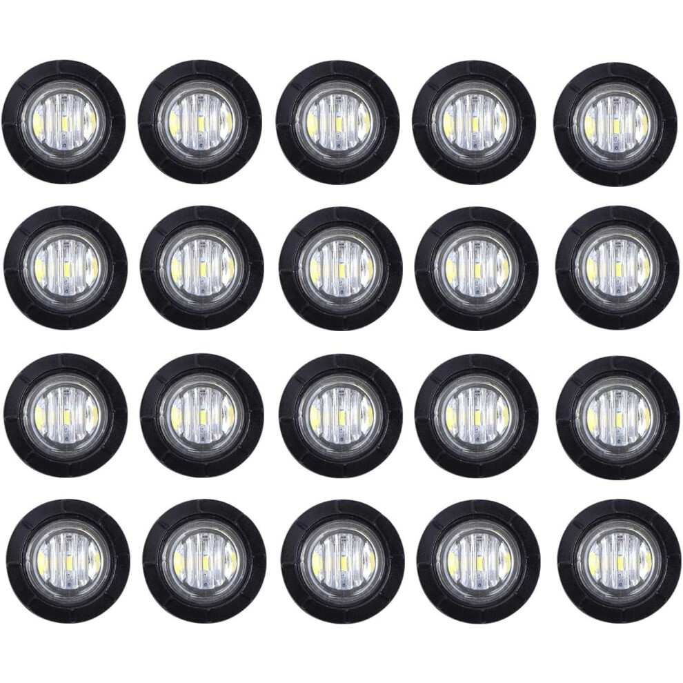 (Pack Of 20) 3/4 Inch Mount Led Clearance Bullet Marker Lights, Side Led Marker Lights For Trailer Truck Rv Car Bus Van White 9558830209212