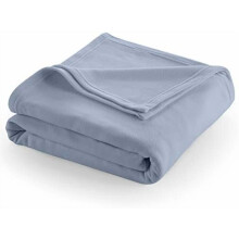 Coperta in pile blu, matrimoniale/queen size, adatta a tutte le stagioni.