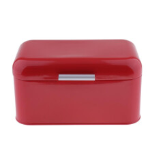 Large Bread Box for Kitchen Counter - Bread Bin Storage Container with Lid - Metal Vintage for Loaves, Sliced Bread, Pastries, Red