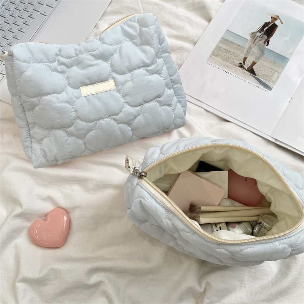 Light/Blue/Pink Clouds Shape Knitted Cosmetic Bag Â Striped, Color-Blocked, Leak-Proof, Portable Pencil Case & Coin Purse ( /Pink/White/Yellow)