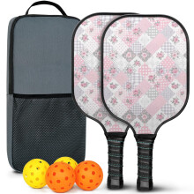 Pickleball rackets set met bloemenprint van glasvezel (2 rackets + 2 houders)