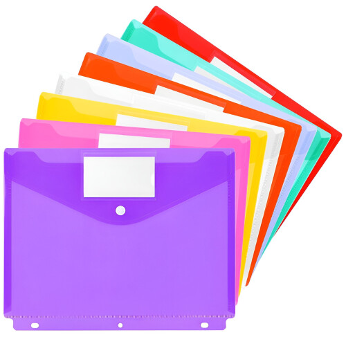 Plastic poly enveloppen, briefformaat, met drukknoopsluiting.