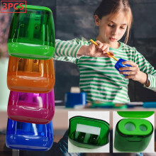 Handmatige puntenslijper, compact, gekleurd, met deksel (3 stuks)