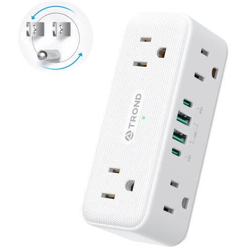 6-Outlet Wall Adapter with Rotating Plug and 4 USB Ports