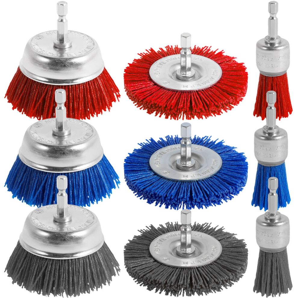 9-Piece Nylon Abrasive Brush Set Â 80/100/240 Grit 9104899472557