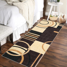 Tapete moderno geométrico para corredor, 60 x 240 cm, lavável e antiderrapante.
