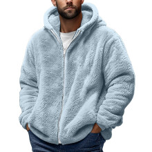 Cóta hoodie olann fir gorm éadrom S