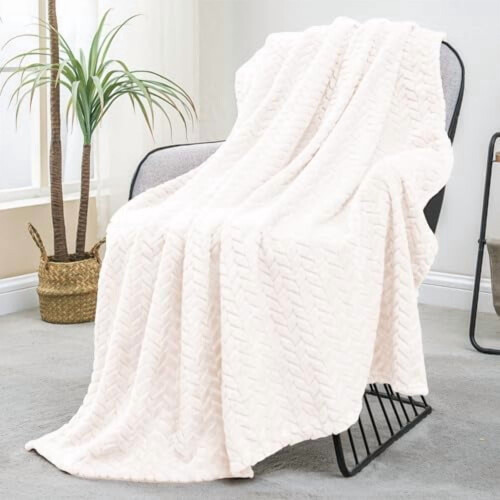 Manta de microfibra jacquard com estampa de folhas, 127 x 178 cm (50 x 70 polegadas).