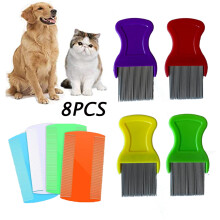 Plastic Pet Comb with Metal Teeth Double-Sided 8 pcs