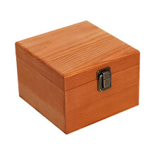 Maalaismainen puinen säilytyslaatikko saranoidulla kannella 14x14x10cm