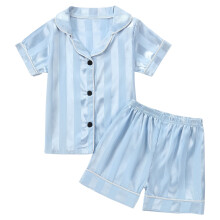 Girls Boys Kids Silk Satin Pajamas Set Button-Down Clothes Long Sleeve Loungewear Sleepwear Pjs