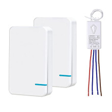 3-veis trådløs bryter- og mottakersett, dobbel fjernkontroll, ingen kabling/WiFi, vanntett, for LED-lamper (2 brytere + 1 mottaker) – kompatibel