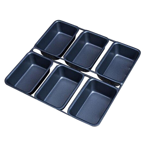 Forma de mini pão antiaderente com 6 cavidades, em aço carbono.