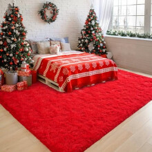 Flauschiger Hochflorteppich, 90 x 150 cm, rot, fusselt nicht, für Schlafzimmer und Wohnzimmer