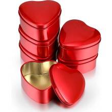 Boîtes métalliques rouges en forme de cœur avec couvercles (lot de 6)