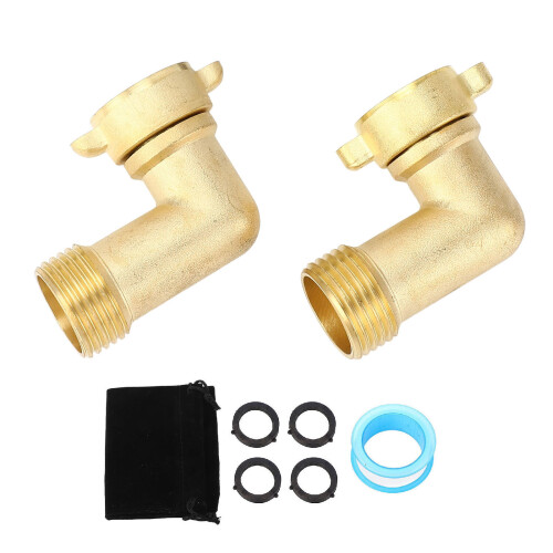 RV agua manguera codo 90 grados ABS/Metal Conector 2