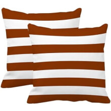 Housse de coussin à rayures orange brûlé et blanches, 45 x 45 cm (lot de 2)