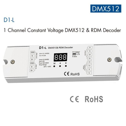 DMX512 Decoder D1-L 1 Channel DMX512 RDM Decoder DMX Receiver LED Dimmers with Digital Display Controller 2