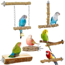 Natural Wood Bird Perch 6 pcs for Parakeets Lovebirds