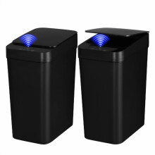 Smart Touchless Trash Can 2.4-Gal Black 2-Pack