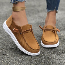 Atmungsaktive Damen-Bootsschuhe, Damen-Slipper, Loafer, Freizeitschuhe, leichte Damen-Canvas-Schnürloafer