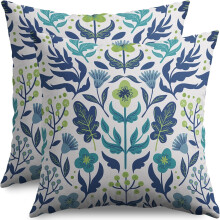 Capas de almofada florais em azul marinho e turquesa, 40x40 cm, conjunto de 2