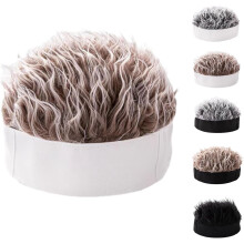 Męska czapka beanie z dzianiny ze sztucznego futra, proste włosy, 1 sztuka