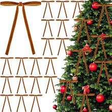 24 Samt-Weihnachtsschleifen, 5x7 Zoll, mit Golddraht