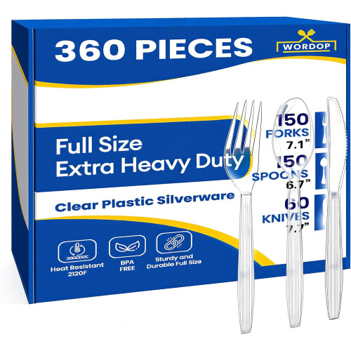Plastic Silverware Set Heat Resistant BPA Free 360 pcs