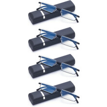 4-pakning lesebriller for menn, blålysblokkering med etui (svart brun blå grå, 2,5, multiplikator_x)