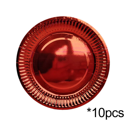 Guldpapperstallrikar Röd Blå Roséguld 10-pack