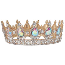 Corona de novia dorada con diamantes de imitación para boda