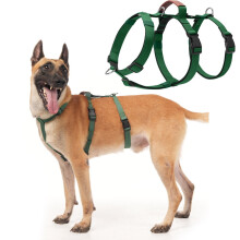 Coleira peitoral anti-fuga com alça de elevação, colete ajustável e presilhas para guia na frente e atrás para cães de porte médio/grande –