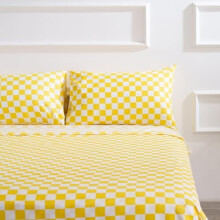 Twin Plaid Microfiber Sengetøjssæt, 4 dele
