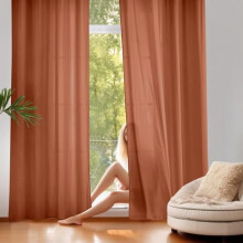 Burnt Orange Sheer Curtains Grommet Top 84 in L x 52 in W 2