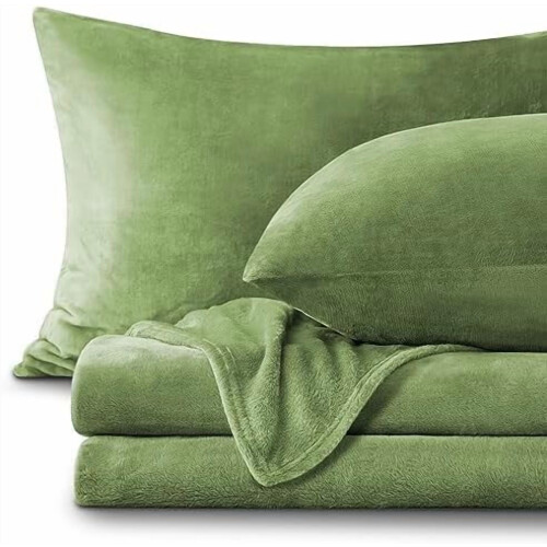 Σεντόνια Flannel King Size Sage Green σετ 4 τεμαχίων