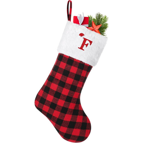 Meia de Natal branca personalizada com bordado