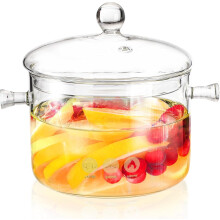 Pentola per stufati in vetro borosilicato da 1500 ml con doppi manici