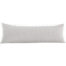 Taie d'oreiller de corps en coton rayée blanche et grise