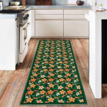 Tapete passadeira floral boho 60 x 180 cm, pelo baixo, antiderrapante