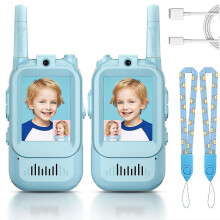 Kindervideo-walkietalkies (2 stuks), oplaadbaar, 2-inch scherm