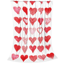 Valentinstag-Herz-Kuscheldecke, roter Flanell, 130 x 150 cm