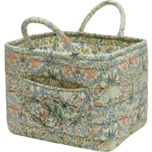Gewatteerde boho opbergmand met bloemenprint en handvatten