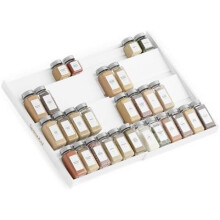 Organisateur de tiroir à épices extensible en bambou à 4 niveaux (largeur de 12 à 23 pouces, profondeur requise de 3 pouces), compatible avec les