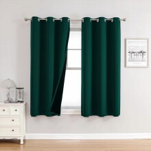 100% Blackout Curtains for Bedroom, Thermal Insulated, Grommet, 2 Panels (Forest Green, 42x54 in), compatible with standard rods