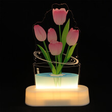 Stolová lampa Tulipánový kvet – teplá biela, akrylová, 20x13x4,8