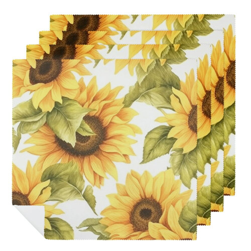 Stoffservietten mit Sonnenblumenmuster, Polyester, 12er-Pack