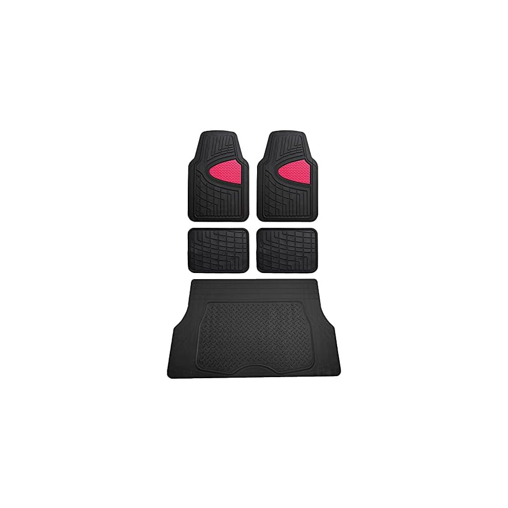 All-Weather Rubber Car Floor Mats With Cargo Liner Pink 9032631800071