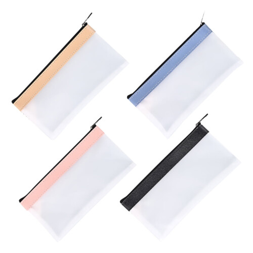 4er-Packung transparente, mattierte PVC-Reißverschlussbeutel